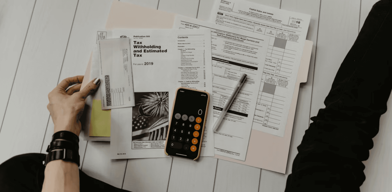 Calculator and financial planning documents